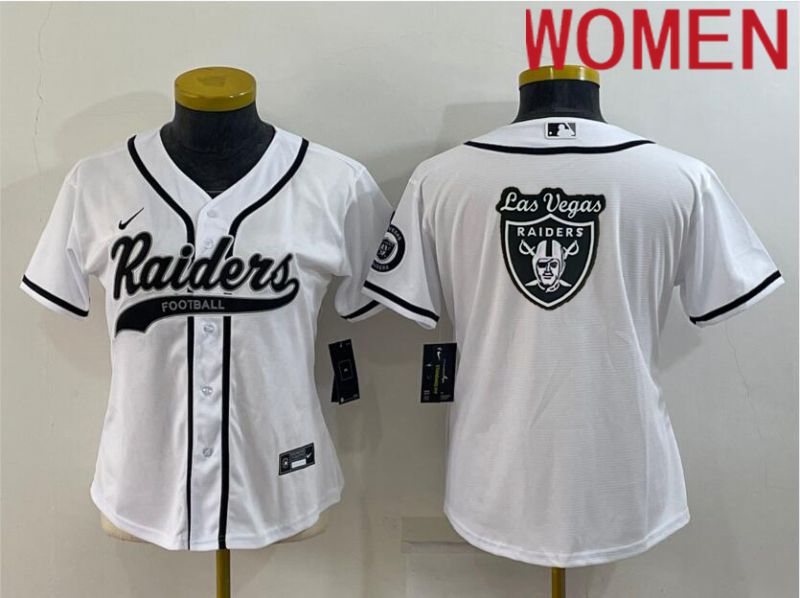 Women Oakland Raiders Blank White 2022 Nike Co branded NFL Jersey->women nfl jersey->Women Jersey